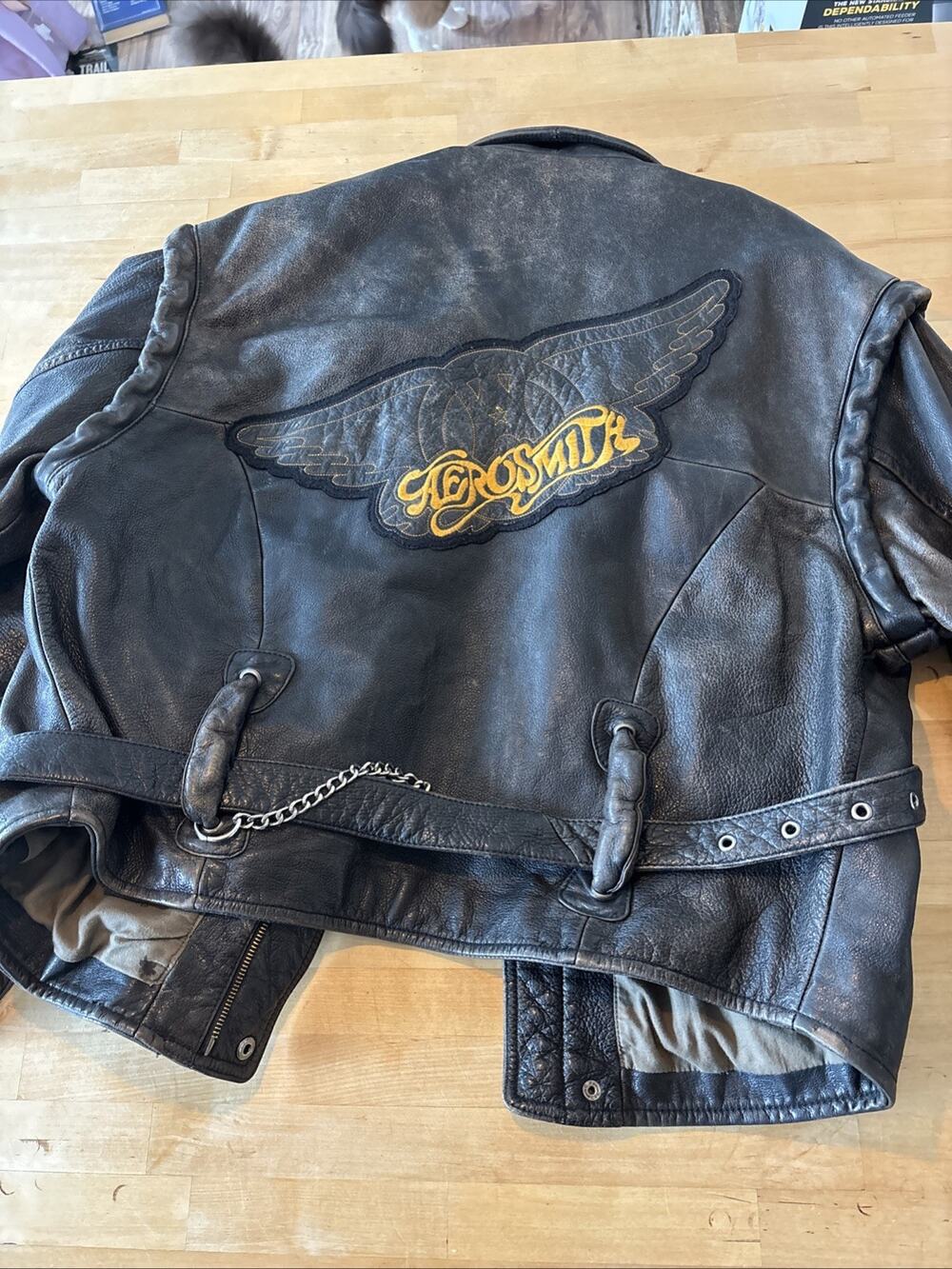 1980s Robert Comstock Aerosmith leather roadie tour jacket XL